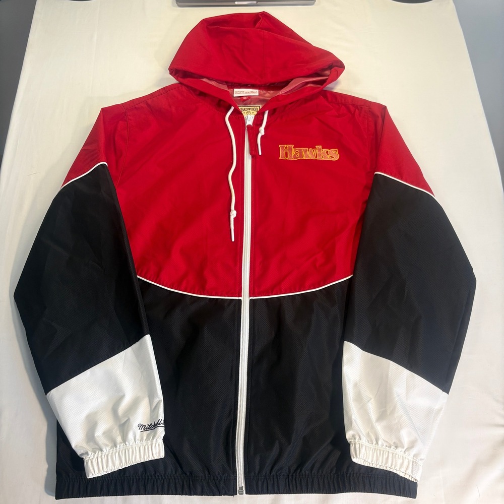 Mitchell & Ness Atlanta Hawks NBA Hardwood Classics Windbreaker Jacket Mens M